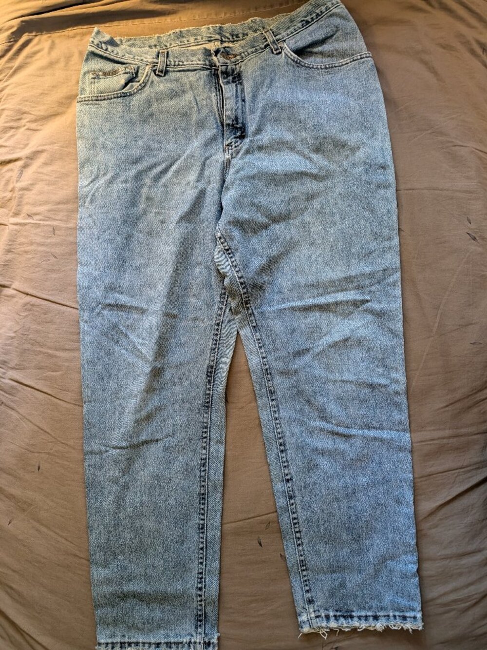 RIVETED LEE JEANS Mens Denim Blue L29 W38 Distressed Light Large Wide Jean Pants